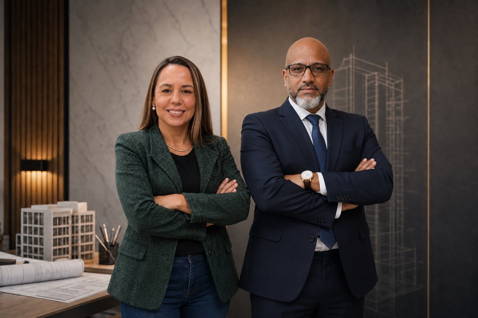 Equipe da Help Solution em escritório de engenharia e regularização imobiliária